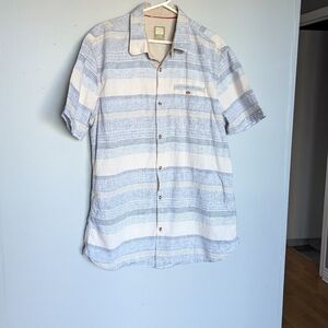 Point Zero Mens Linen Blend Vacation Semi Fit  Button Up Shirt- Sz-XL. EUC